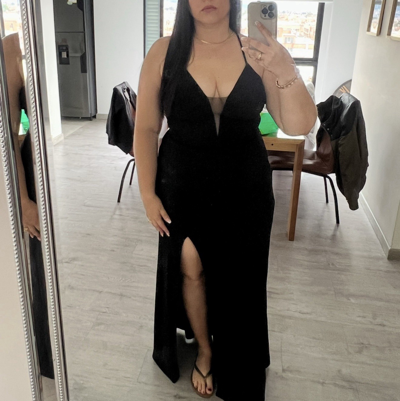 Women’s Black Formal Evening Gown – Deep V Neck, Sleeveless Maxi Dress!