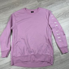 Nike Dri Fit Pink Crewneck Sweatshirt Embossed Logo Raglan Sleeve Women Size S