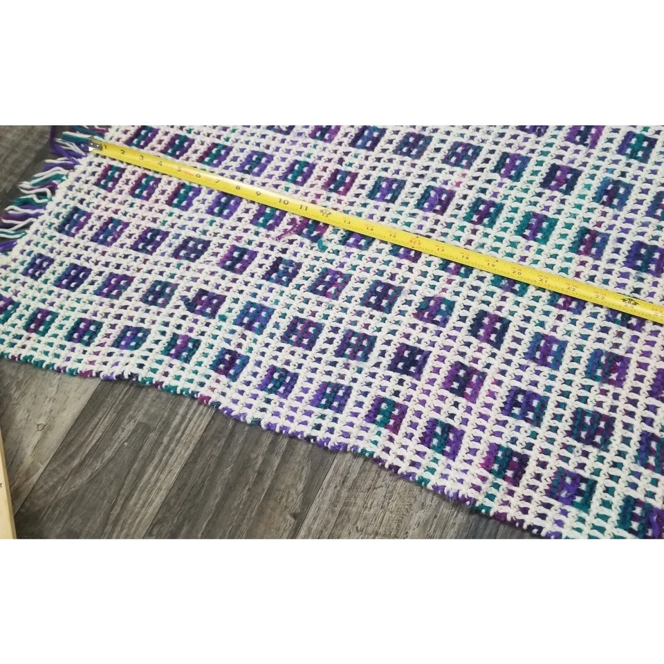 Manta afgana de colección hecha a mano con patrón de mosaico de ganchillo 71"x55” cuadrada de abuela Foto 4 de 4