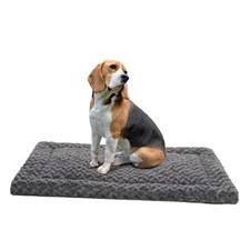 Washable Dog Bed Mat Medium Size Fluffy Pet Crate 36.00" x 23.00" x 1.50" Grey