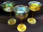 Set of 3 LCT signed TIFFANY Favrile Iridescent Gold 6 inch Stems