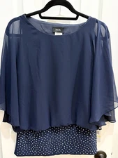 NWT Women's MSK Embellished Blouson Top Blue Size Medium