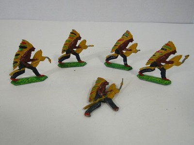 VINTAGE LEAD NATIVE AMAERICAN INDIAN 2'' PAINTED UNSTAMPED FIGURES