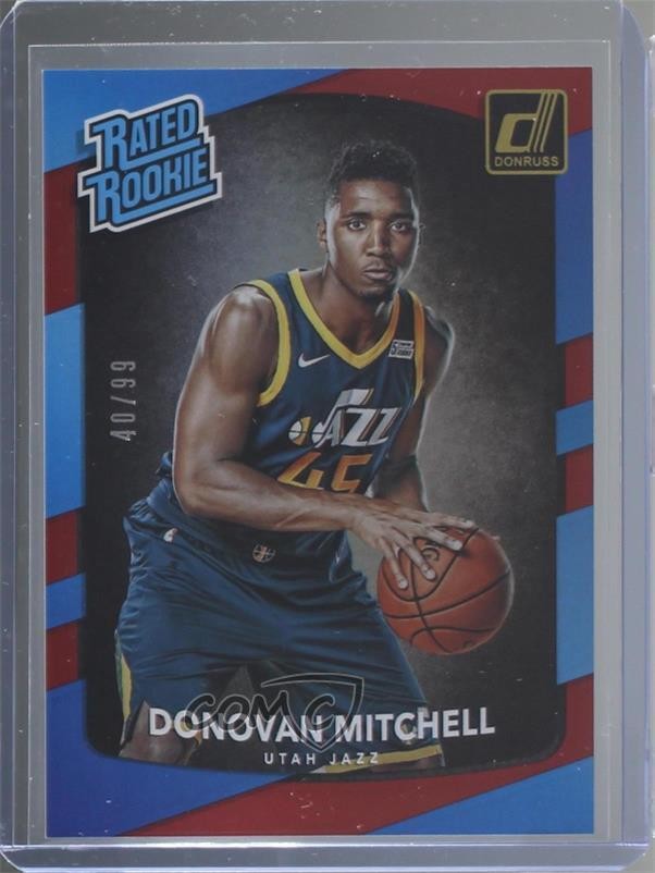 2017 Donruss Rated Rookies Holo Red Laser 40/99 Donovan Mitchell Rookie RC zp1