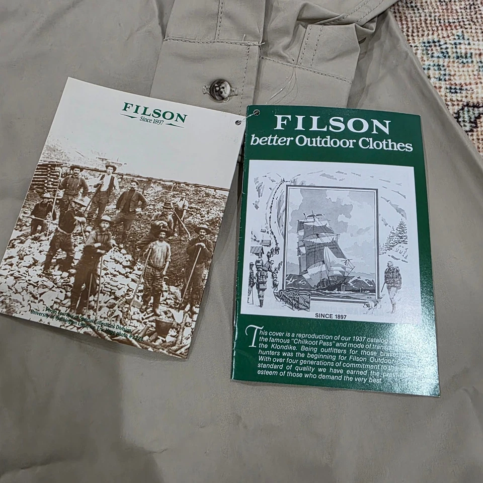 Camisa de trabajo Filson Style 52 para hombre manga larga con botones delanteros talla 46 tostada nueva con etiquetas de colección Foto 3 de 4