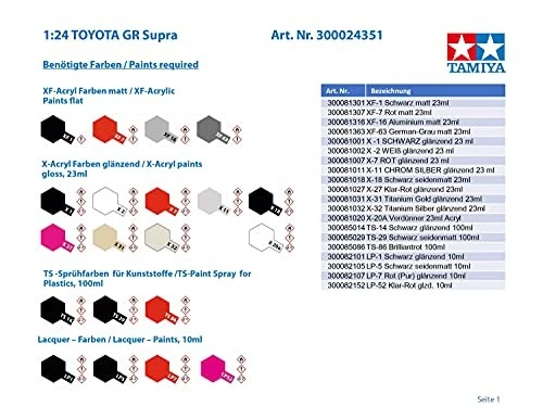 Tamiya 1/24 Sports Car Series No.351 Toyota GR Supra Plastic Model 24351 GIAP... - Immagine 2 di 4