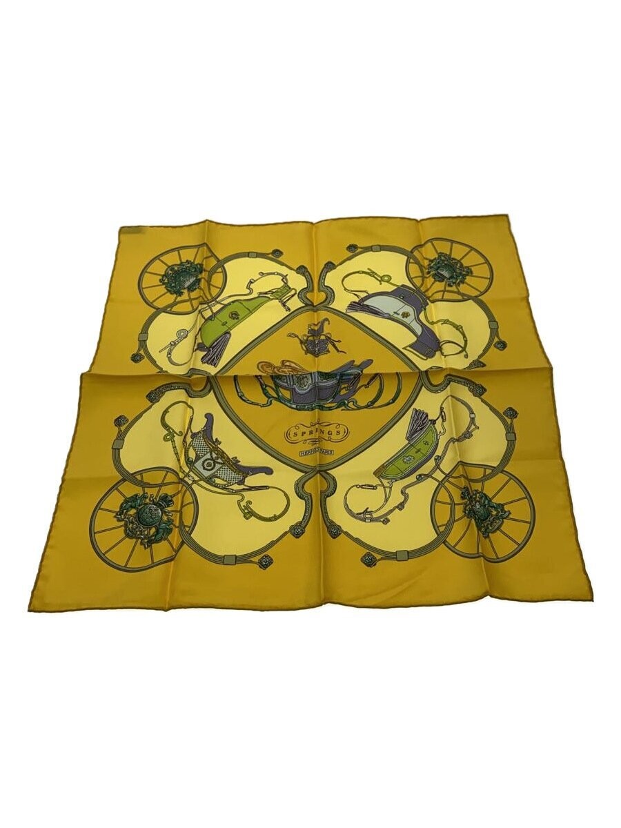 HERMES Scarf Silk YLW All Over Pattern Women s Kale90 SPRINGS