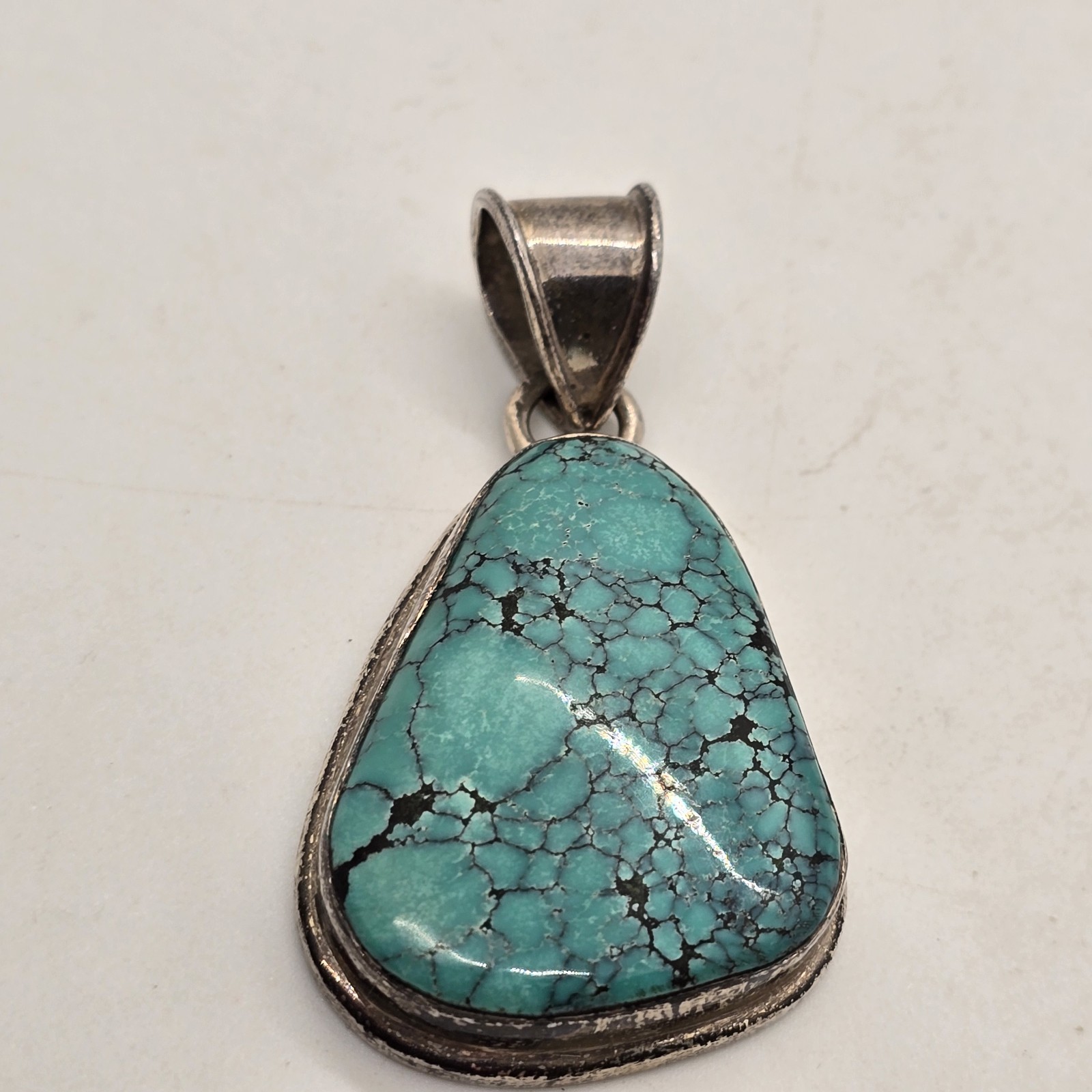 Sterling Silver Large Turquoise Southwestern Tria… - image 7