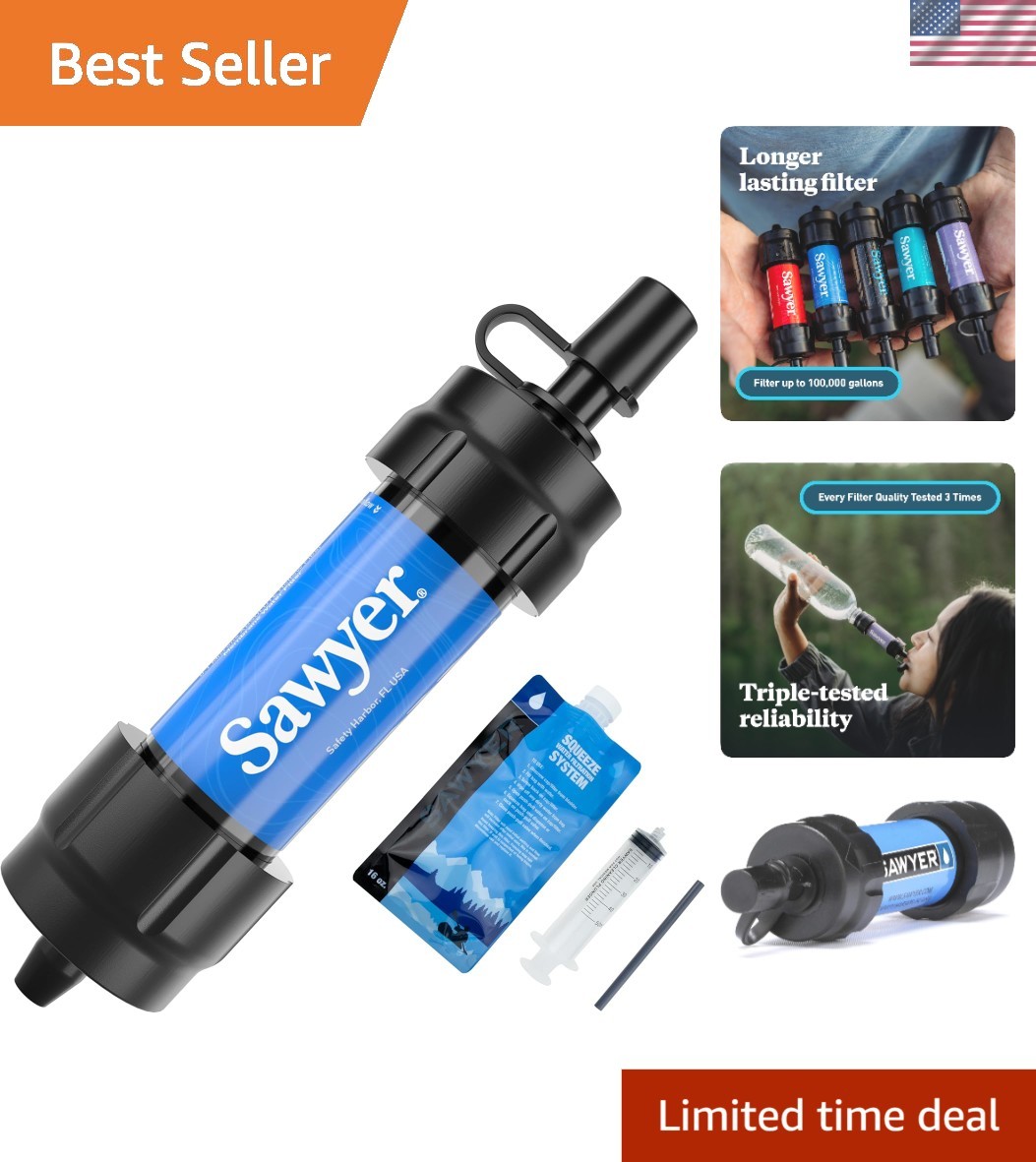Emergency-Ready Mini Water Filter - Purifies 10000 Gallons f