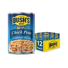 BUSH'S Canned Garbanzo Beans (Chickpeas) (Pack of 12), Source of Plant Based