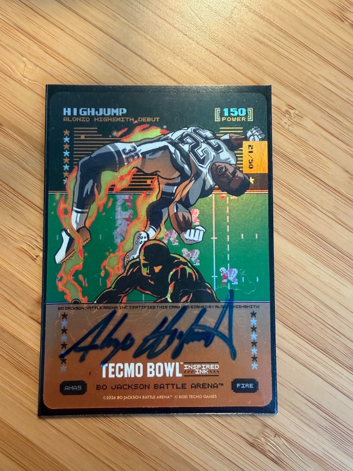 2026 Bo Jackson Battle Arena Highjump Alonzo Highsmith Debut Fire Ink Auto /50