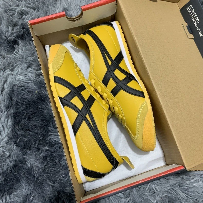 2025 Onitsuka Tiger México 66 Retro Unisex Zapatos Informales Amarillo/Negro Tenis Foto 3 de 3