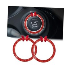 2PCS Bling Crystal Car Engine Start Stop Decoration Ring - Butterfly A Red