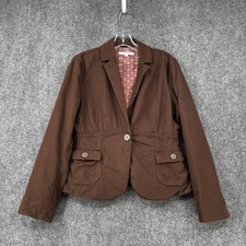 CAbi Brown Yacht Blazer Women  s 8 100 Cotton Preppy Workwear