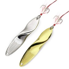 Fishing Lures Trout Set of 2 Treble Hooks Bass Metal 4.5", Gold, Silver 