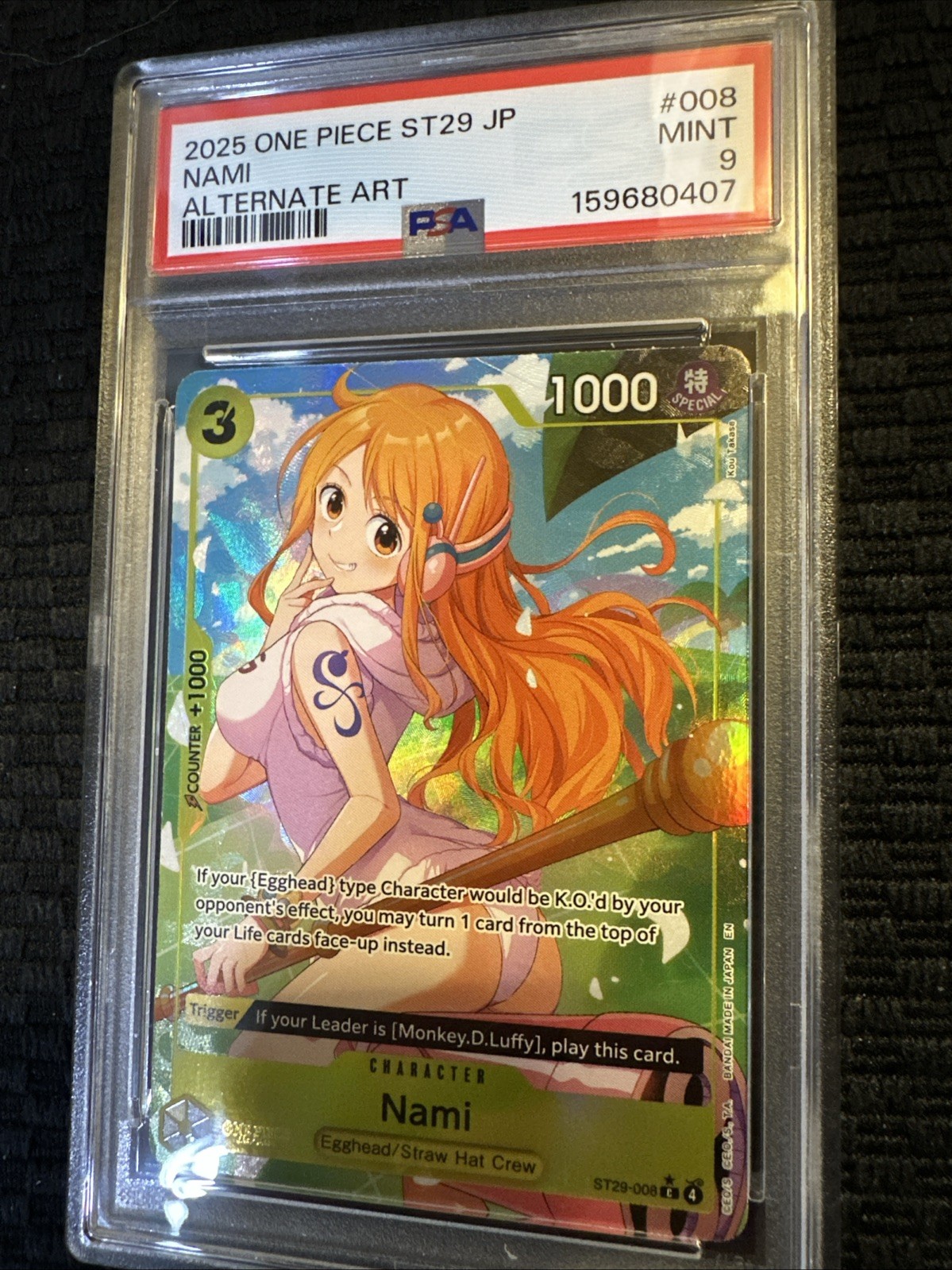 2026 ONE PIECE STARTER DECK ST29-EGGHEAD ALTERNATE ART #008 NAMI PSA 9