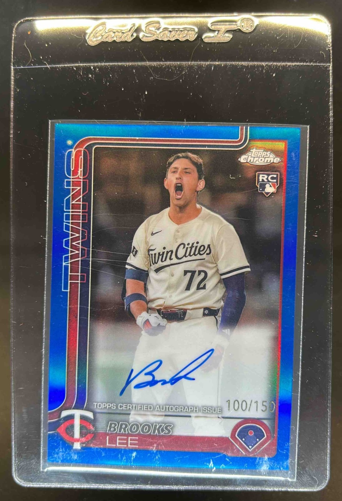 2025 Topps Chrome Brooks Lee Rookie Auto RC Blue Refractor #100/150 Twins
