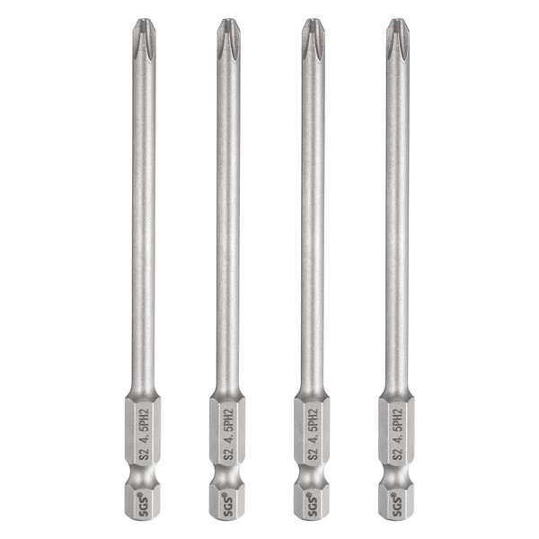 "4X PH2 Kreuzschlitz-Bit FüR 1/4\" Sechskant 10Cm Lang 4.5Mm Magnetisch"-image
