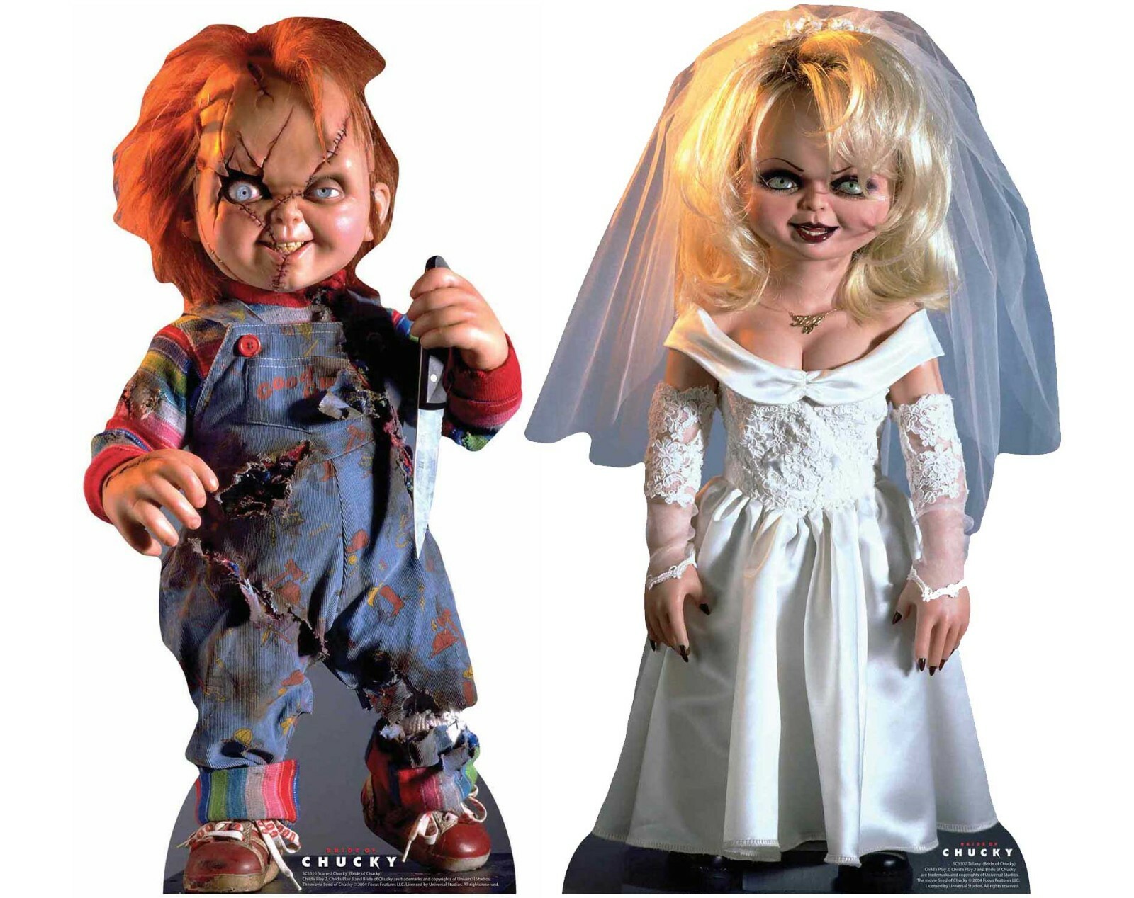 Scarred Chucky and Tiffany Official Cardboard Cutout Set of 2 - Bride of Chucky