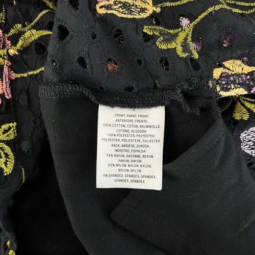 Meadow Rue by Anthropologie Tank Top Women's M Black Floral Embroidered - Picture 8 of 9