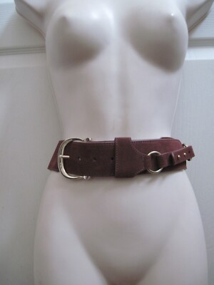 Vintage‎ Chocolate Brown Leather Belt Statement Wide Waist Belt Loft Medium Wide Brown Leather Statement Belt - Etsy main image 4