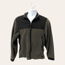 REI Fleece Jacket Womens Size M Full Zip L/Z Green Flaws