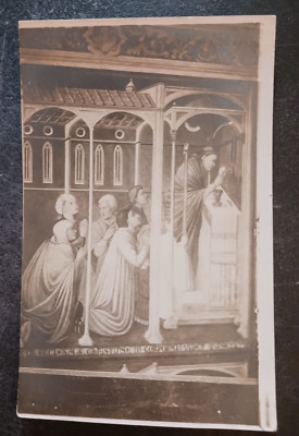 vtg postcard RPPC Italy art Eucharistic Miracle at Bolsena fresco Orvieto Cathed