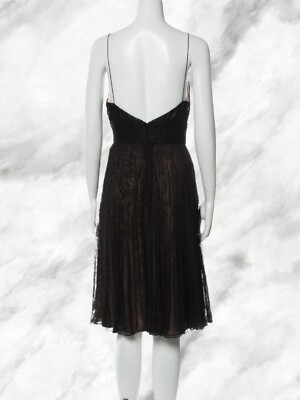 Carmen Marc Valvo Collection Black Lace Dress SZ 10 Midi Spaghetti Strap |  eBay