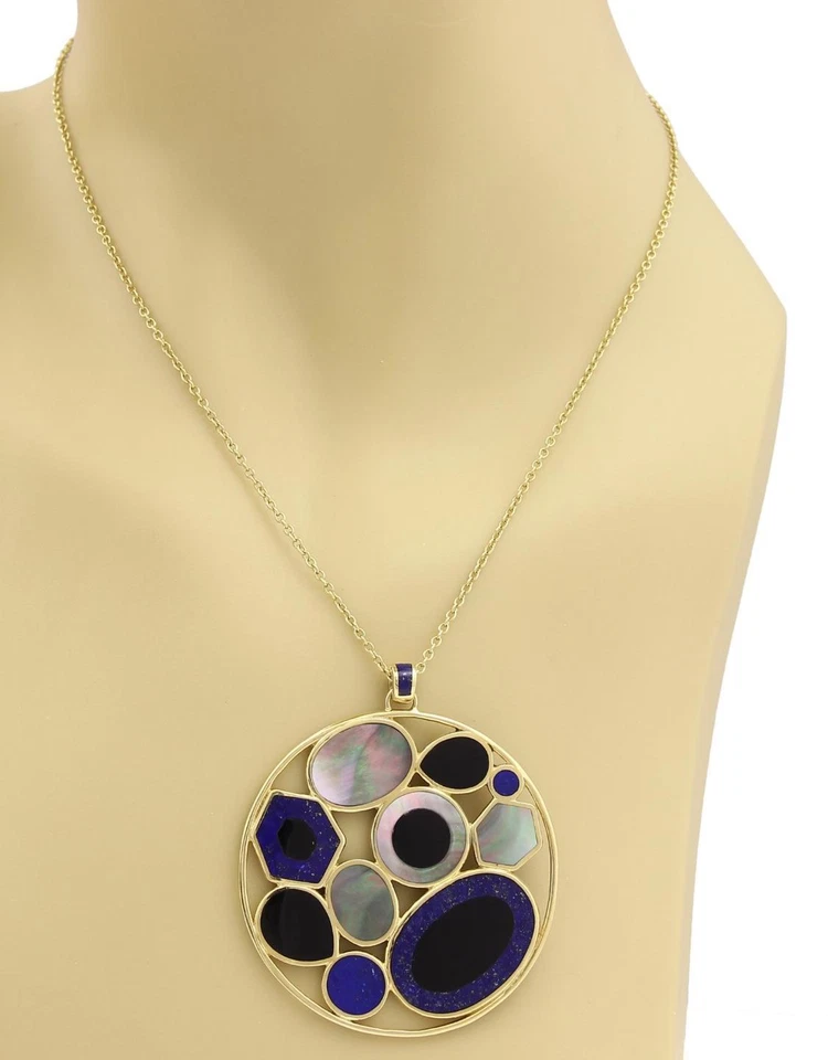 Круглая цепочка с подвеской из 18-каратного золота с перламутровым ониксом лазуритом Ippolita Rock Candy - Изображение 2 из 4