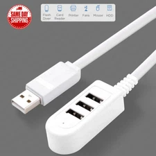 USB 2.0 Hub with 3 USB Ports Adapter Splitter For Car Home Office PC Laptop