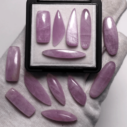 Venta al por mayor 13 piezas piedras preciosas de cabujón sin tratar kuncita natural de alta calidad 24 mm-31 mm - Imagen 5 de 12