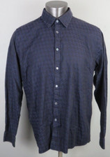 Mens Ted Baker London Long Sleeve Button Front Dress Shirt Size 7 Blue Black