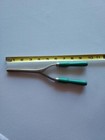 Antique Barber Curling Iron For Hair / Mustache Wood Handles Silver With Green — photo 2