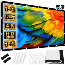 Schermo per Proiettore 150 Pollici, LEORFI Telo Proiettore Portatile 16:9 4K Ful