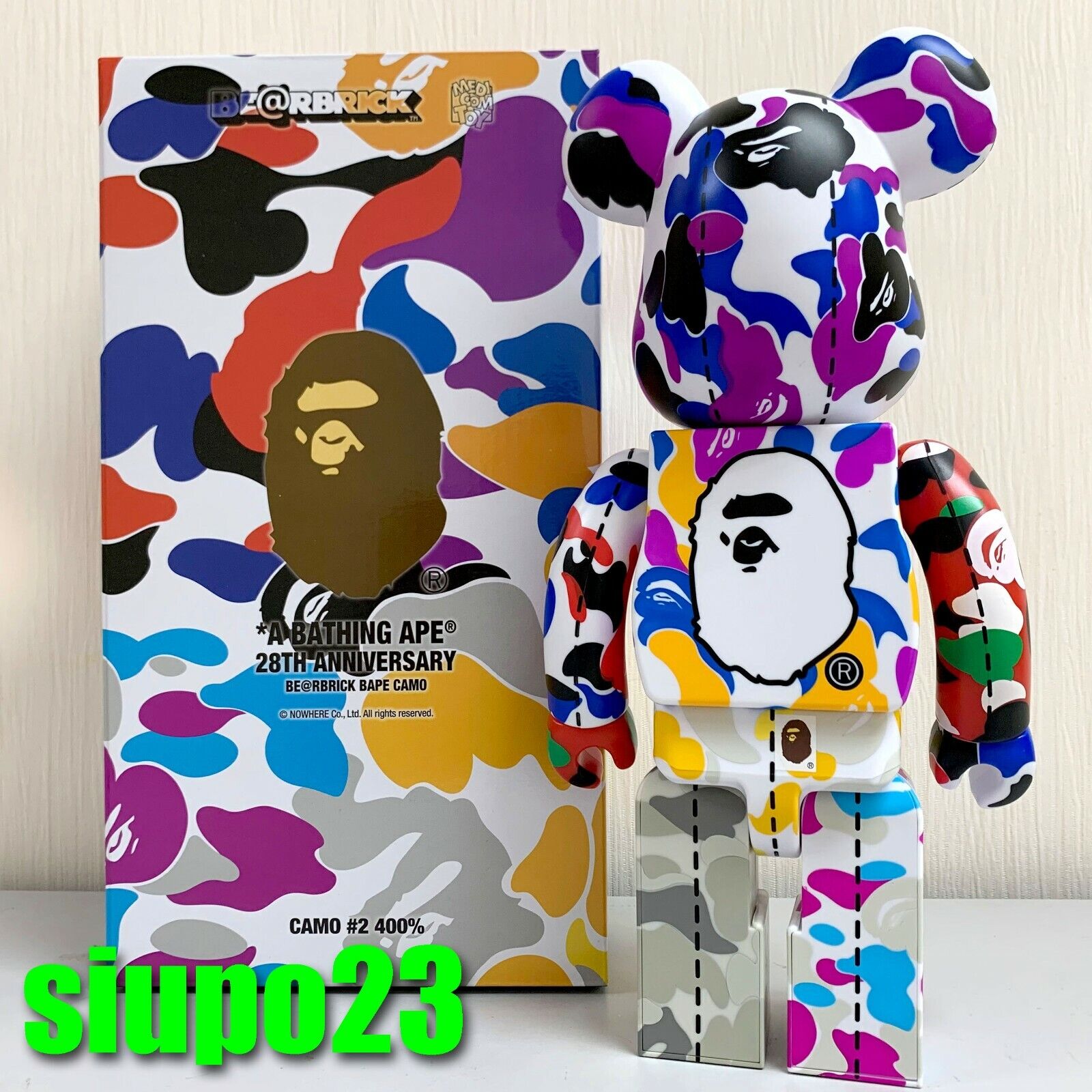 Medicom 400% Bearbrick ~ A Bathing Ape Bape Camo Be@rbrick 28th