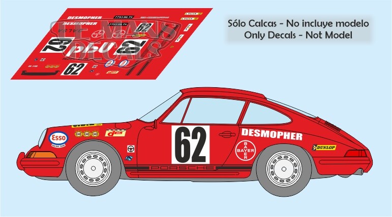 Decals Porsche 911 Carrera RSR Le Mans 1976 1:32 1:43 1:24 1:18 Slot Calcas - Foto 11