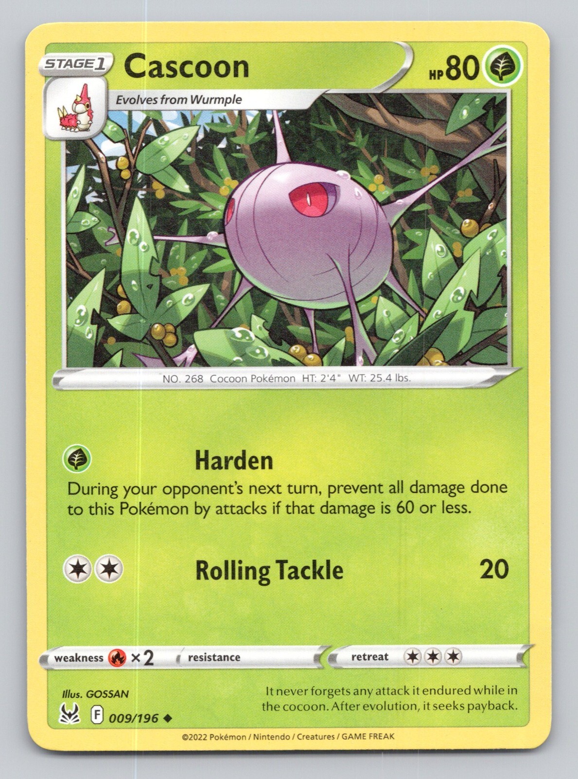 2022 Cascoon Pokemon Card Lost Origin #9 Base Set