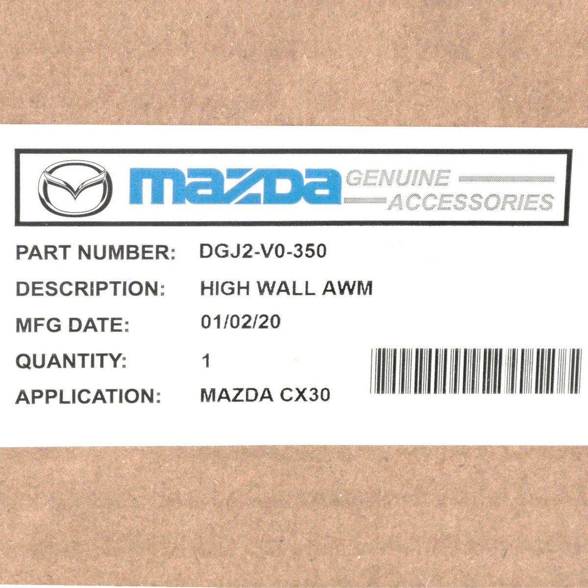 OEM NEW Genuine Mazda 2020-2025CX-30 High Wall all Weather Floor