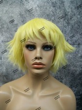 Peluca Cosplay Amarilla Emplumada Peluca Edgy Capas Cómic Anime Pixie Hada Navidad Elfo