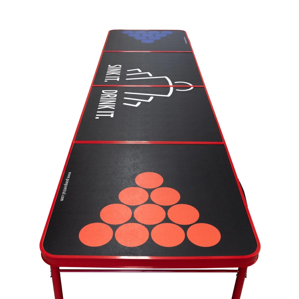 UNIQUE BEER PONG TABLE - Black With Red Frame | Folding 8ft Table Party Game - image 4 of 4