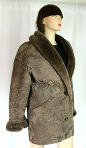 699 Danier Brown Sheepskin Shearling Barn Coat Shawl Collar