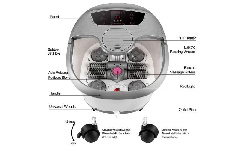 Masajeador de baño spa de pies profesional ACEVIVI - gris Foto 2 de 4