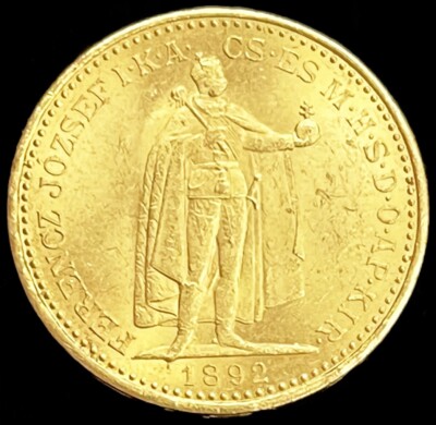 1892 KB GOLD HUNGARY 20 KORONA FRANZ JOSEPH I COIN MINT STATE COIN