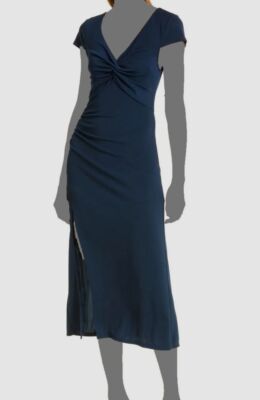 $425 Cinq à Sept Women's Blue Lucca Cap Sleeve Stretch V-Neck Midi Dress Size 6