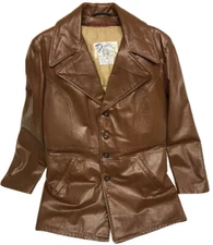 Vtg SCHOTT BUTTON LEATHER JACKET W/ PRIME NORTHERN GOOSE DOWN ZIP LINING SZ 44 L