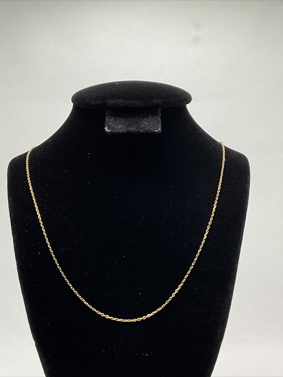 CUTE 18K (750) Yellow Gold 0.9mm wide CABLE Chain Necklace 18.5