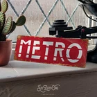 Paris METRO Red Metal Sign Man Cave Pub Bar Vintage Wall Plaque Kitchen France