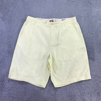 Scotch & Soda Shorts Mens Large Fave Yellow Linen Blend Drawstring Chino