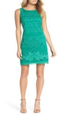  ELIZA J LACE A-LINE GREEN SHIFT  DRESS sz 14P