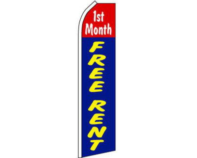 2 Pack 1st Month Free Rent Blue / Red Swooper Super Feather Advertising Flag